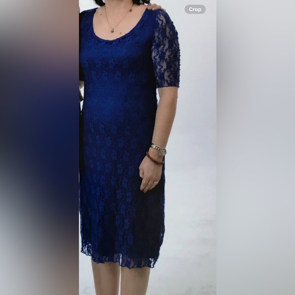 Elegant Blue Lace Dress